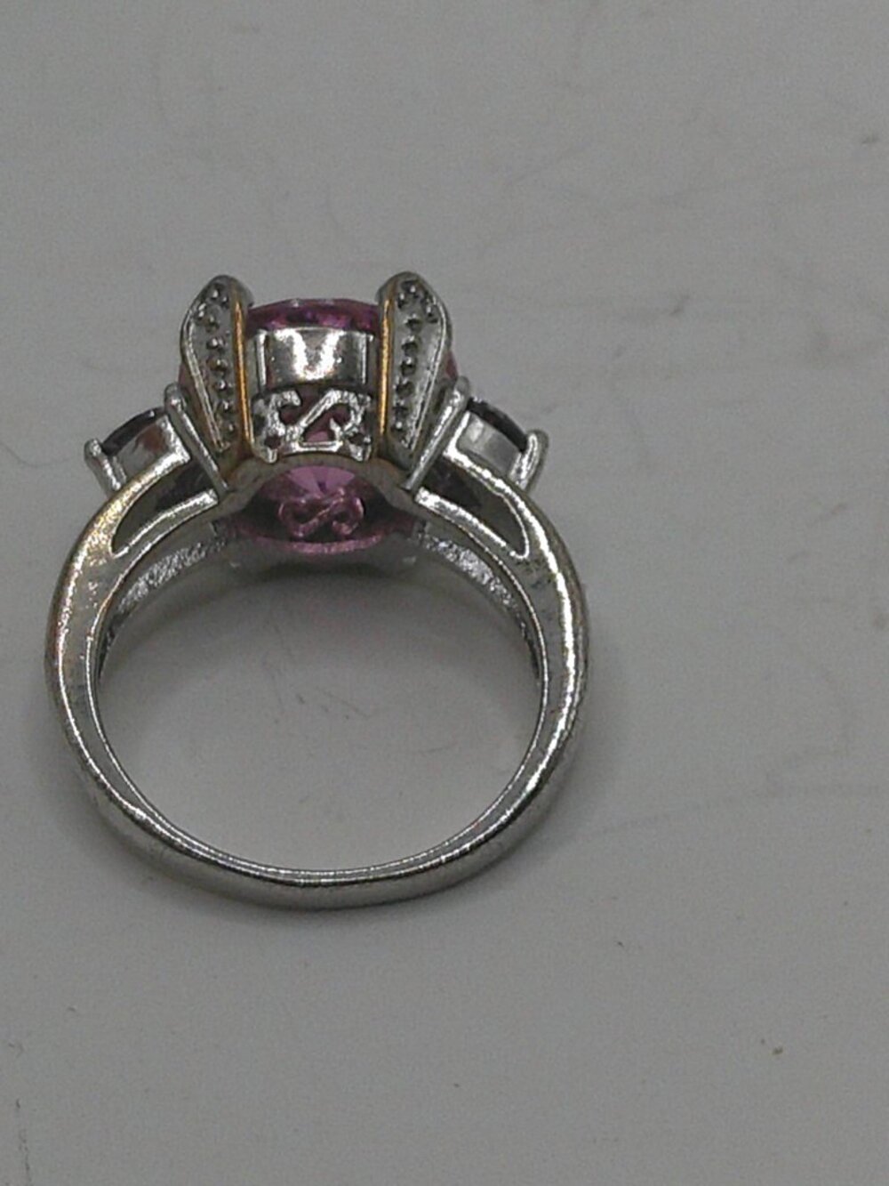 Brilliant Pink Rhinestone Ring in Sterling Silver sz 6.75 - Picture 9 of 9